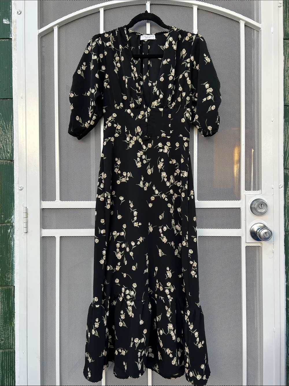 Black Floral Midi Dress